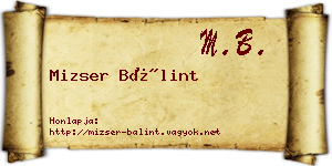 Mizser Bálint névjegykártya